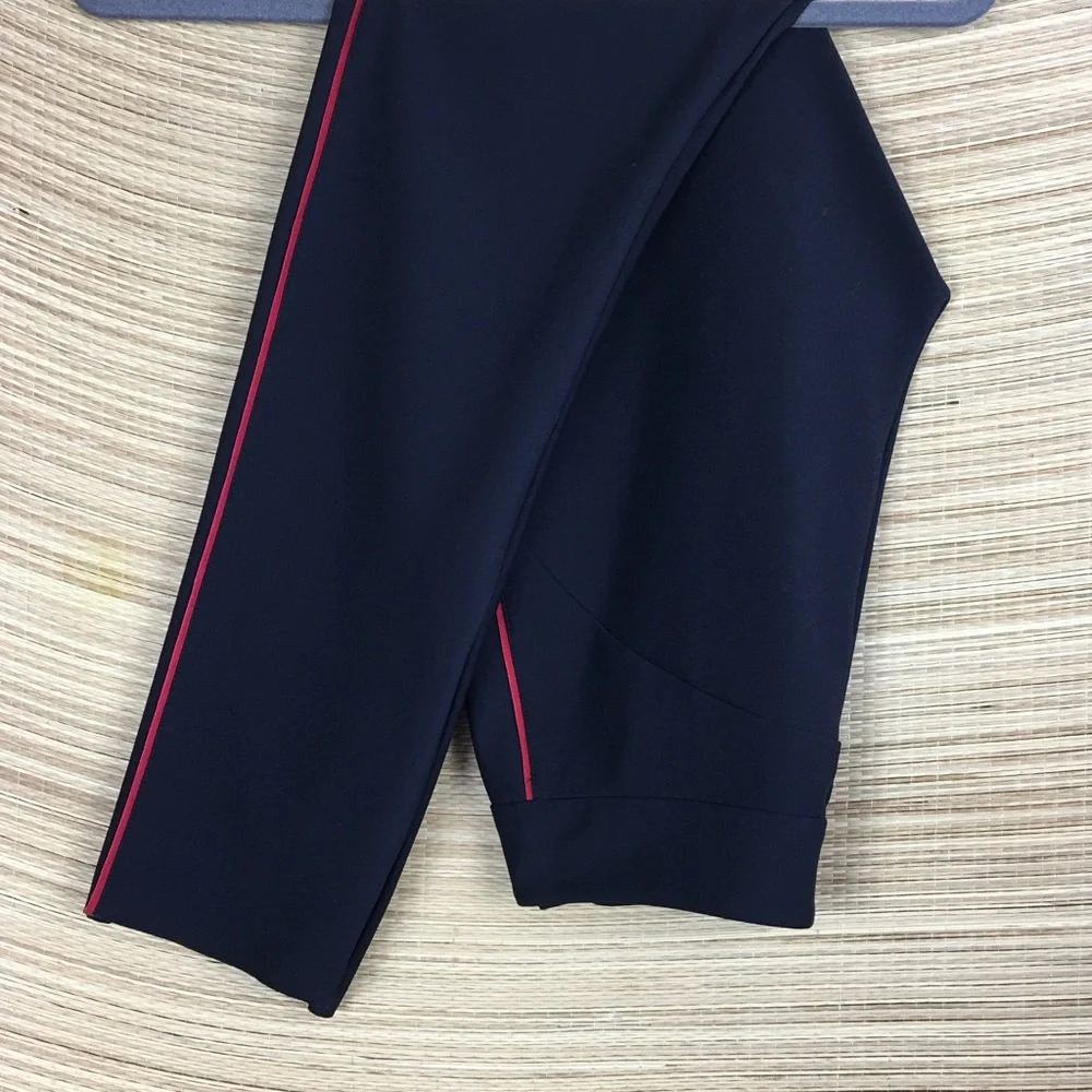 Athleta Black Slim Track Pants with Red Side Stripe